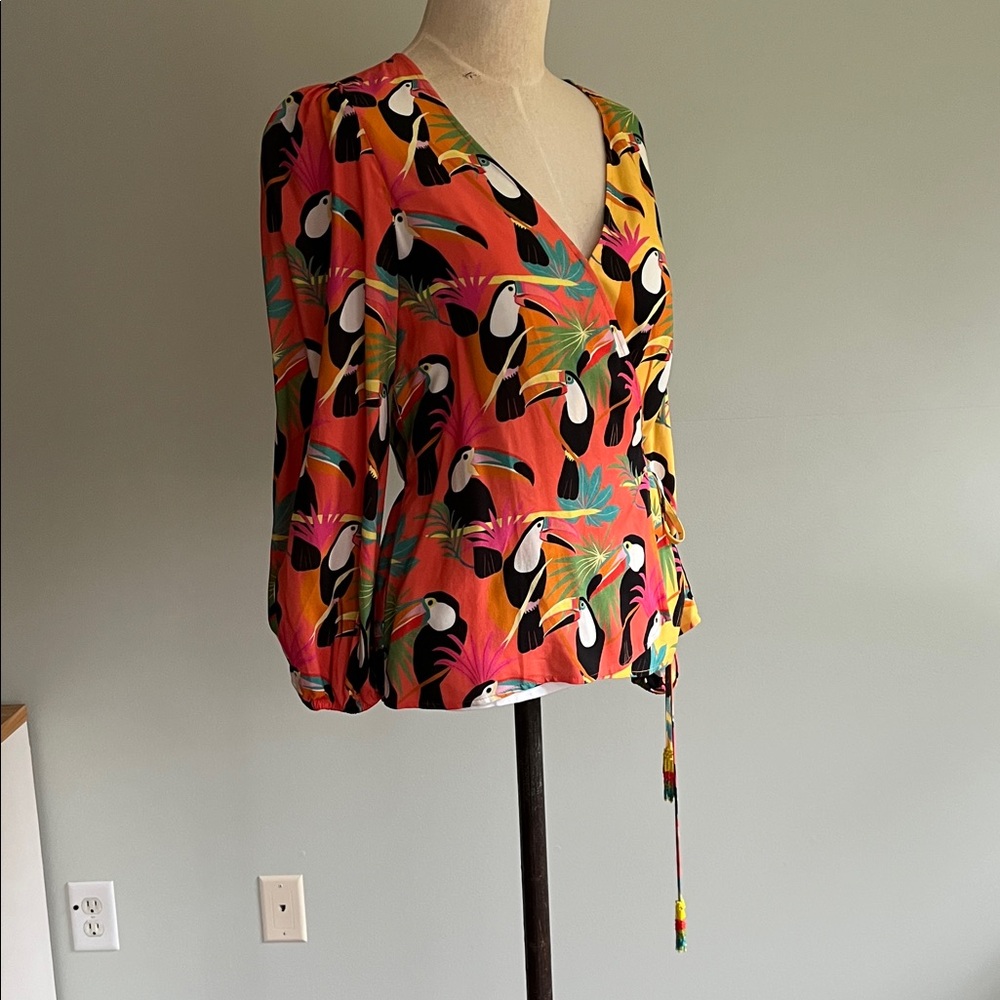 Farm Rio Tropical Print Wrap Top - Picture 2 of 13